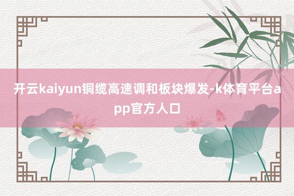 开云kaiyun铜缆高速调和板块爆发-k体育平台app官方人口