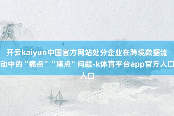 开云kaiyun中国官方网站处分企业在跨境数据流动中的“痛点”“堵点”问题-k体育平台app官方人口