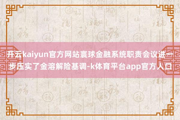 开云kaiyun官方网站寰球金融系统职责会议进一步压实了金溶解险基调-k体育平台app官方人口