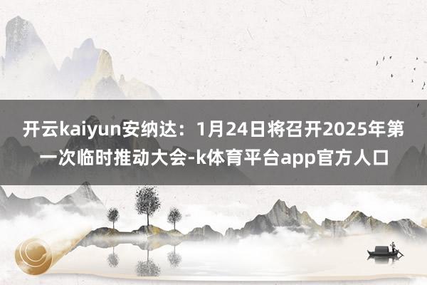 开云kaiyun安纳达：1月24日将召开2025年第一次临时推动大会-k体育平台app官方人口