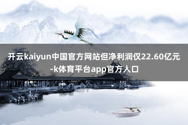 开云kaiyun中国官方网站但净利润仅22.60亿元-k体育平台app官方人口