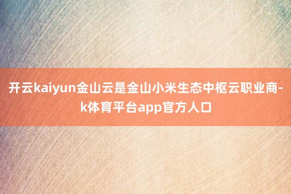 开云kaiyun金山云是金山小米生态中枢云职业商-k体育平台app官方人口