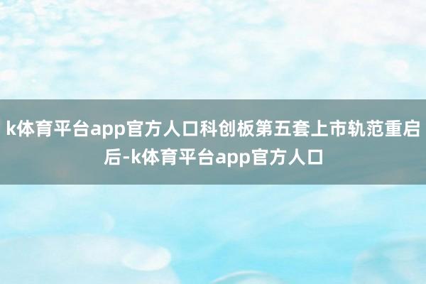k体育平台app官方人口科创板第五套上市轨范重启后-k体育平台app官方人口