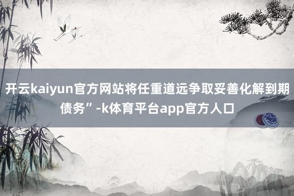 开云kaiyun官方网站将任重道远争取妥善化解到期债务”-k体育平台app官方人口