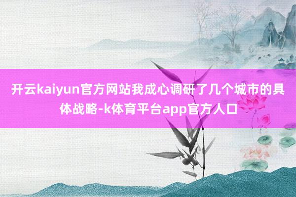 开云kaiyun官方网站我成心调研了几个城市的具体战略-k体育平台app官方人口