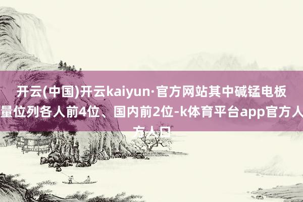 开云(中国)开云kaiyun·官方网站其中碱锰电板产量位列各人前4位、国内前2位-k体育平台app官方人口