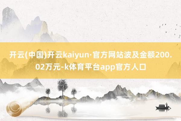开云(中国)开云kaiyun·官方网站波及金额200.02万元-k体育平台app官方人口